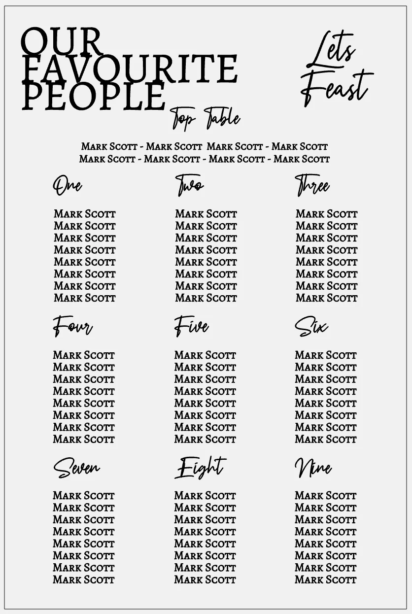 Wedding Seating Plan - Our Favourite People - Image 10