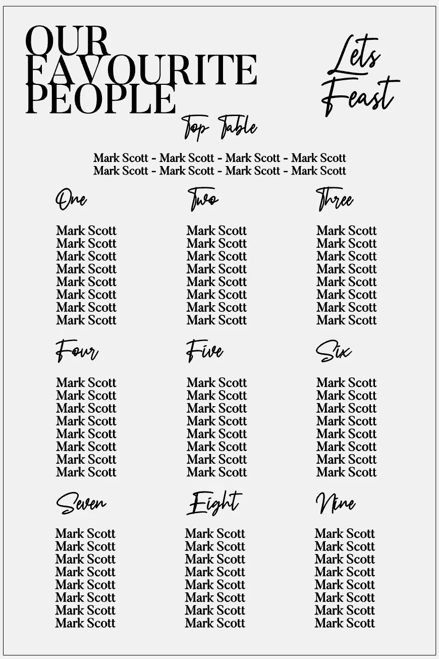Wedding Seating Plan - Our Favourite People - Image 4
